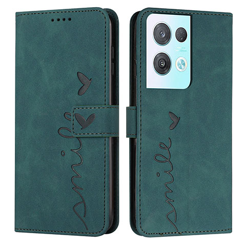 Coque Portefeuille Livre Cuir Etui Clapet Y03X pour Oppo Reno8 Pro 5G Vert