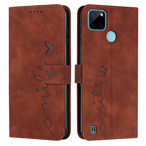 Coque Portefeuille Livre Cuir Etui Clapet Y03X pour Realme C21Y Marron