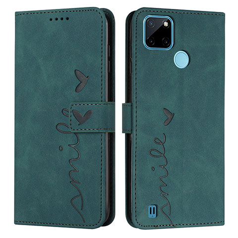 Coque Portefeuille Livre Cuir Etui Clapet Y03X pour Realme C21Y Vert