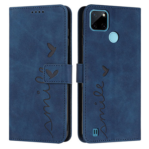 Coque Portefeuille Livre Cuir Etui Clapet Y03X pour Realme C25Y India Bleu