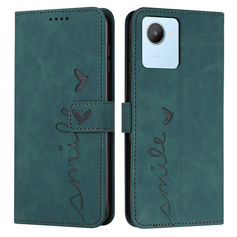 Coque Portefeuille Livre Cuir Etui Clapet Y03X pour Realme C30 Vert