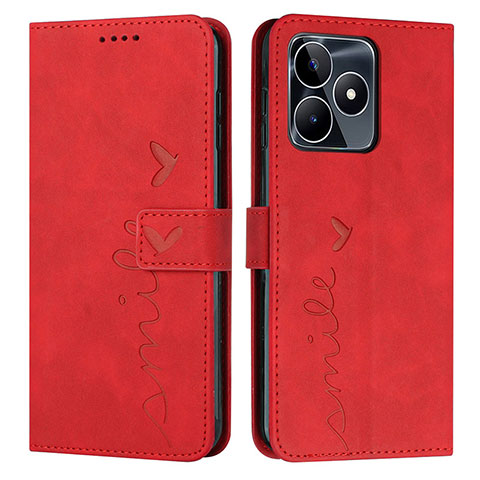 Coque Portefeuille Livre Cuir Etui Clapet Y03X pour Realme C51 Rouge