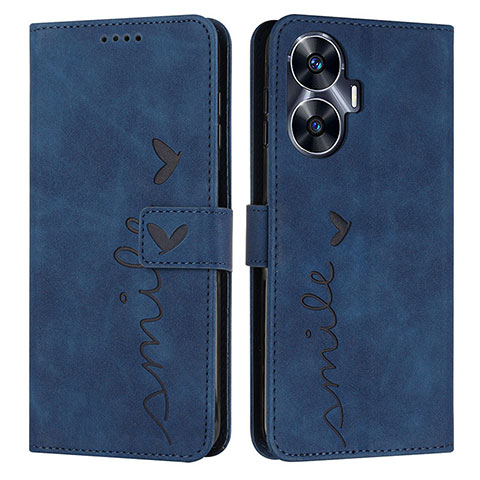 Coque Portefeuille Livre Cuir Etui Clapet Y03X pour Realme C55 Bleu