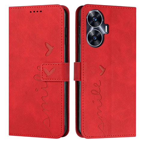 Coque Portefeuille Livre Cuir Etui Clapet Y03X pour Realme C55 Rouge