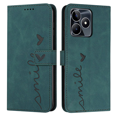 Coque Portefeuille Livre Cuir Etui Clapet Y03X pour Realme Narzo N53 Vert