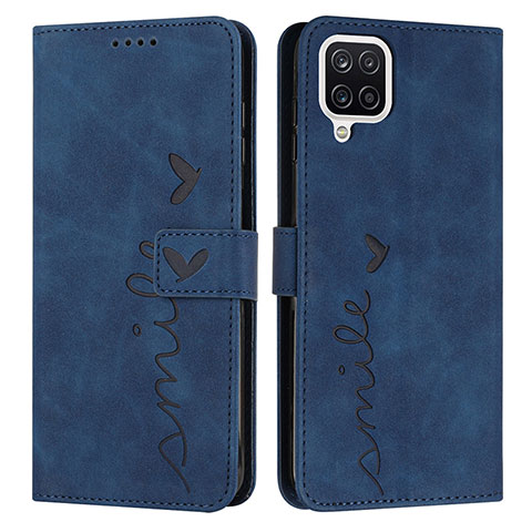 Coque Portefeuille Livre Cuir Etui Clapet Y03X pour Samsung Galaxy A12 Nacho Bleu