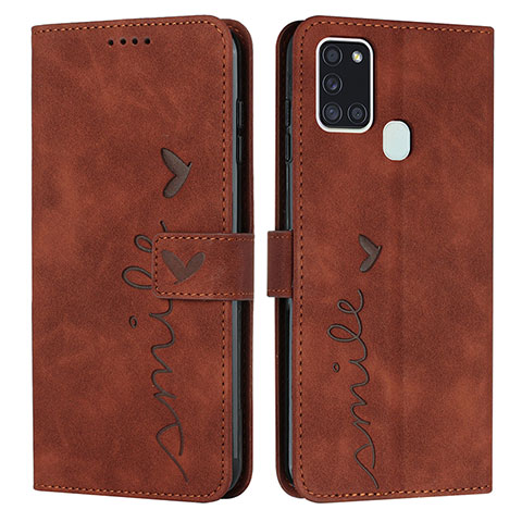 Coque Portefeuille Livre Cuir Etui Clapet Y03X pour Samsung Galaxy A21s Marron