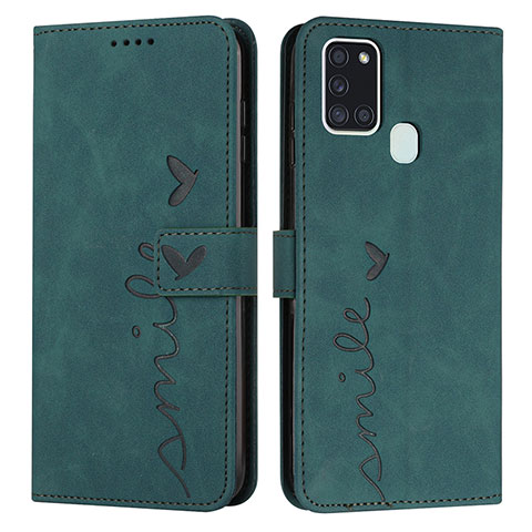 Coque Portefeuille Livre Cuir Etui Clapet Y03X pour Samsung Galaxy A21s Vert