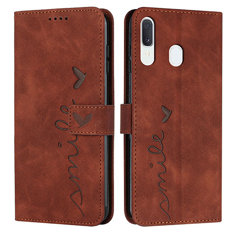 Coque Portefeuille Livre Cuir Etui Clapet Y03X pour Samsung Galaxy A30 Marron