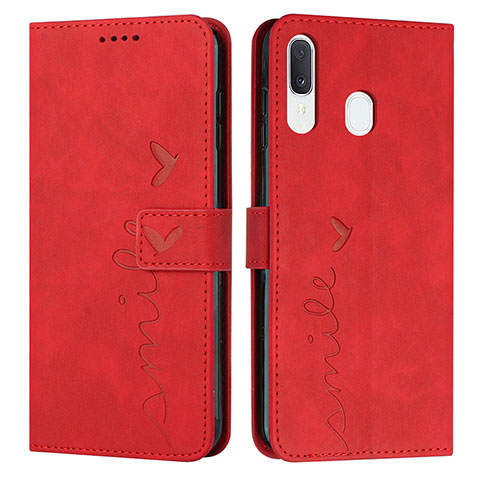 Coque Portefeuille Livre Cuir Etui Clapet Y03X pour Samsung Galaxy A30 Rouge