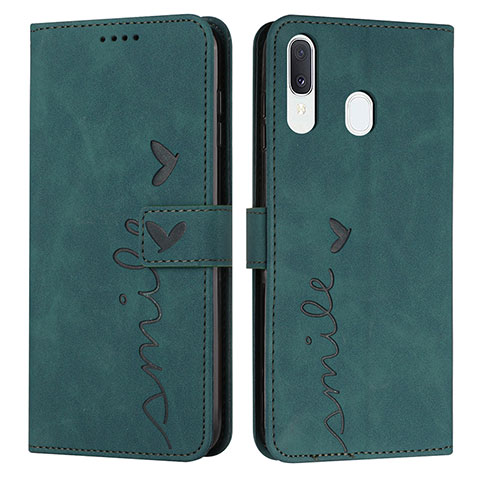 Coque Portefeuille Livre Cuir Etui Clapet Y03X pour Samsung Galaxy A30 Vert