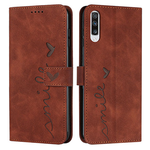 Coque Portefeuille Livre Cuir Etui Clapet Y03X pour Samsung Galaxy A50 Marron