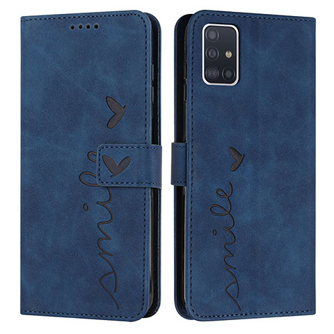 Coque Portefeuille Livre Cuir Etui Clapet Y03X pour Samsung Galaxy A51 4G Bleu