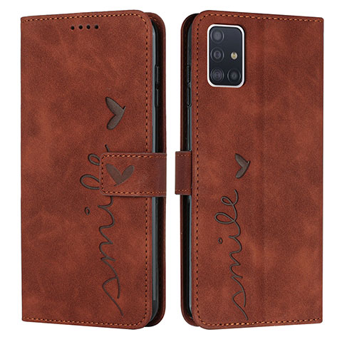 Coque Portefeuille Livre Cuir Etui Clapet Y03X pour Samsung Galaxy A51 4G Marron