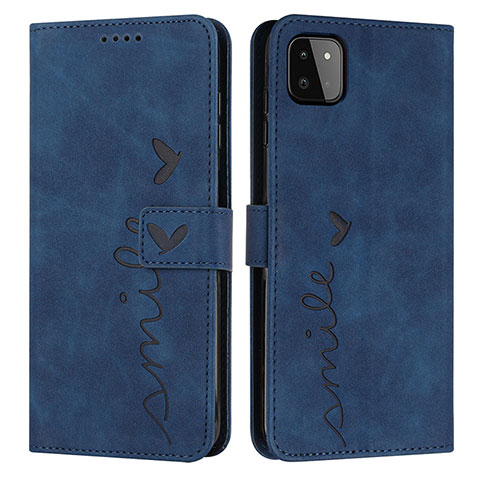 Coque Portefeuille Livre Cuir Etui Clapet Y03X pour Samsung Galaxy F42 5G Bleu