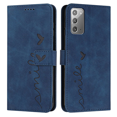 Coque Portefeuille Livre Cuir Etui Clapet Y03X pour Samsung Galaxy Note 20 5G Bleu