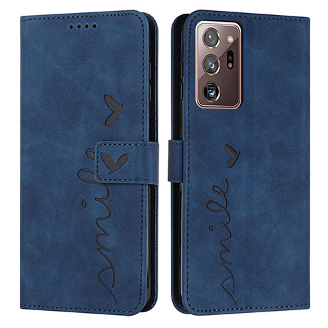 Coque Portefeuille Livre Cuir Etui Clapet Y03X pour Samsung Galaxy Note 20 Ultra 5G Bleu