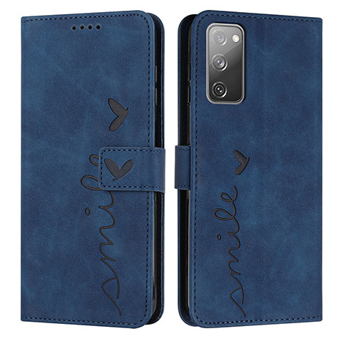 Coque Portefeuille Livre Cuir Etui Clapet Y03X pour Samsung Galaxy S20 FE 4G Bleu