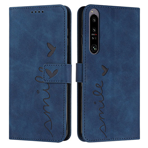 Coque Portefeuille Livre Cuir Etui Clapet Y03X pour Sony Xperia 1 IV SO-51C Bleu