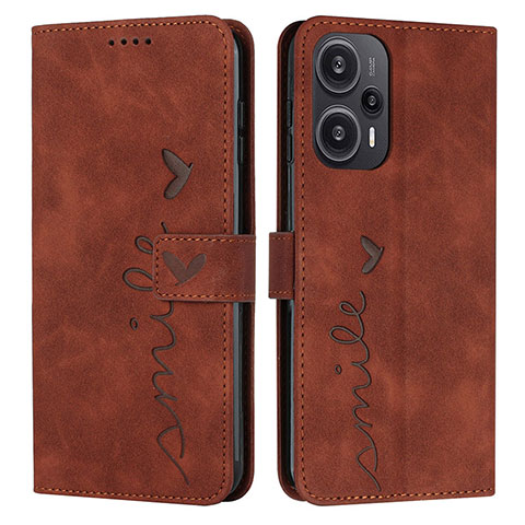 Coque Portefeuille Livre Cuir Etui Clapet Y03X pour Xiaomi Poco F5 5G Marron