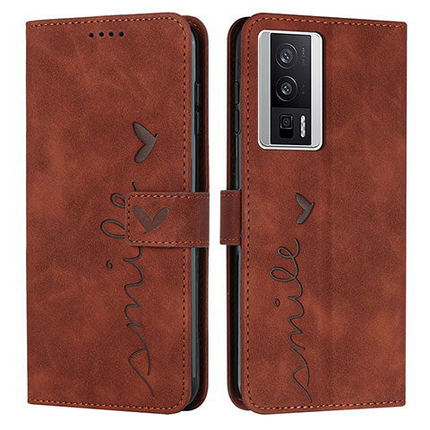 Coque Portefeuille Livre Cuir Etui Clapet Y03X pour Xiaomi Poco F5 Pro 5G Marron