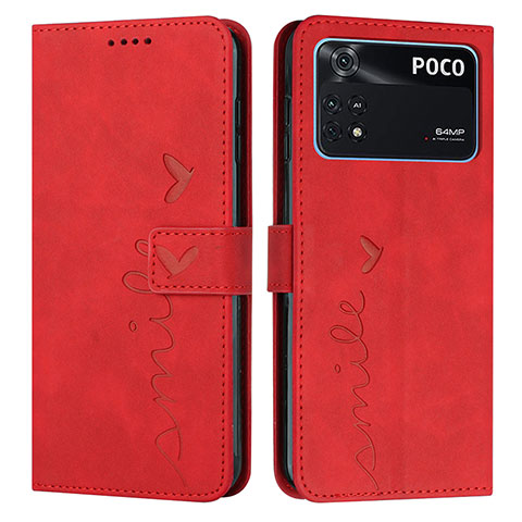 Coque Portefeuille Livre Cuir Etui Clapet Y03X pour Xiaomi Poco M4 Pro 4G Rouge