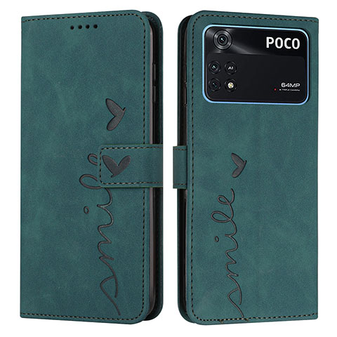 Coque Portefeuille Livre Cuir Etui Clapet Y03X pour Xiaomi Poco M4 Pro 4G Vert