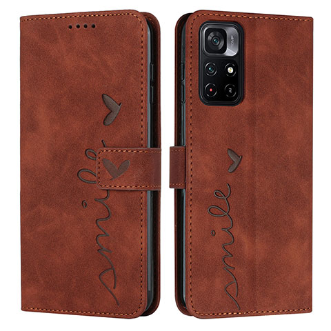 Coque Portefeuille Livre Cuir Etui Clapet Y03X pour Xiaomi Poco M4 Pro 5G Marron