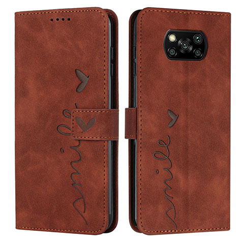 Coque Portefeuille Livre Cuir Etui Clapet Y03X pour Xiaomi Poco X3 NFC Marron