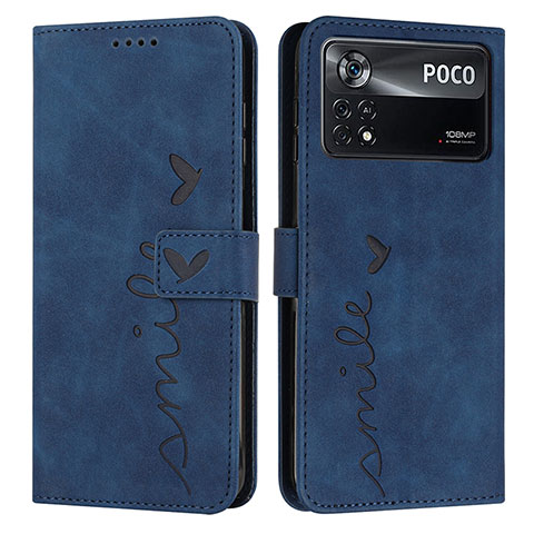 Coque Portefeuille Livre Cuir Etui Clapet Y03X pour Xiaomi Poco X4 Pro 5G Bleu