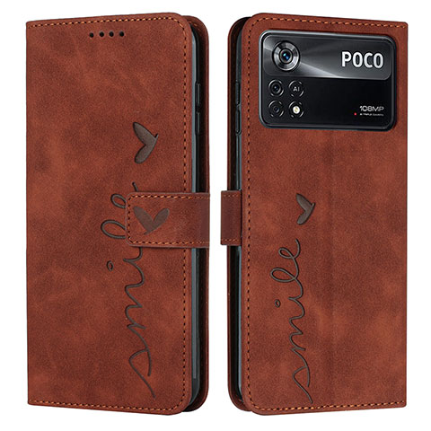 Coque Portefeuille Livre Cuir Etui Clapet Y03X pour Xiaomi Poco X4 Pro 5G Marron