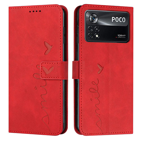 Coque Portefeuille Livre Cuir Etui Clapet Y03X pour Xiaomi Poco X4 Pro 5G Rouge