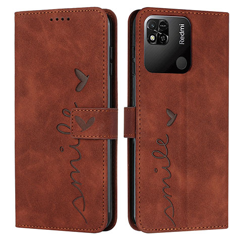 Coque Portefeuille Livre Cuir Etui Clapet Y03X pour Xiaomi Redmi 10 India Marron