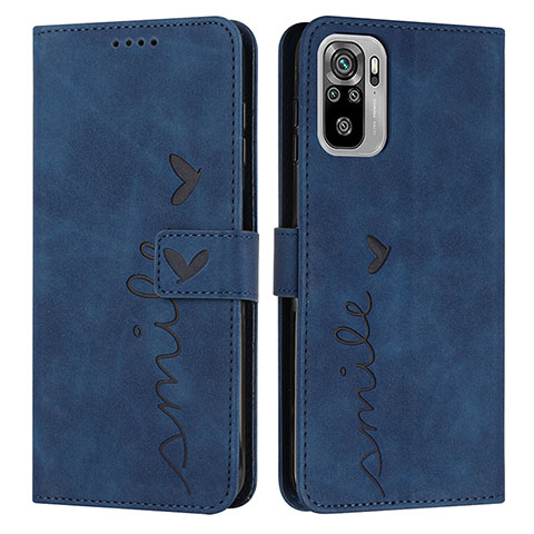 Coque Portefeuille Livre Cuir Etui Clapet Y03X pour Xiaomi Redmi Note 10 4G Bleu