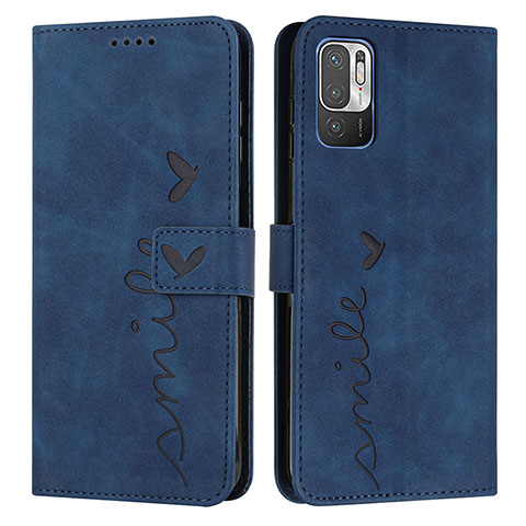 Coque Portefeuille Livre Cuir Etui Clapet Y03X pour Xiaomi Redmi Note 10 5G Bleu