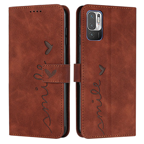 Coque Portefeuille Livre Cuir Etui Clapet Y03X pour Xiaomi Redmi Note 10 5G Marron