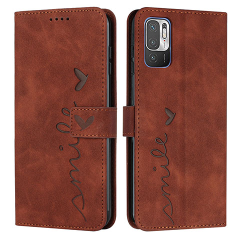 Coque Portefeuille Livre Cuir Etui Clapet Y03X pour Xiaomi Redmi Note 10T 5G Marron