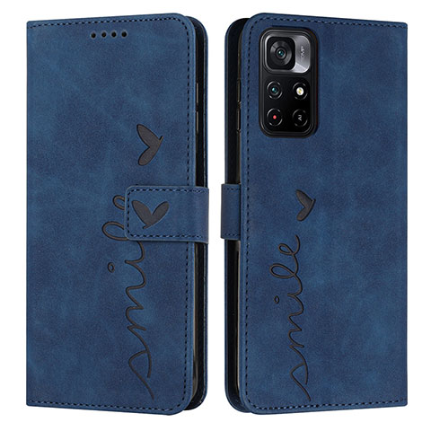 Coque Portefeuille Livre Cuir Etui Clapet Y03X pour Xiaomi Redmi Note 11 5G Bleu