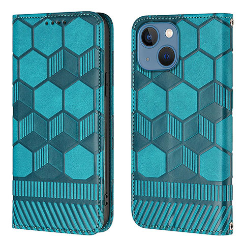 Coque Portefeuille Livre Cuir Etui Clapet Y04B pour Apple iPhone 13 Cyan