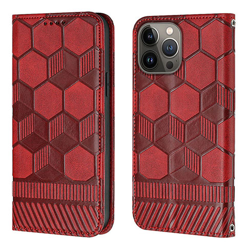 Coque Portefeuille Livre Cuir Etui Clapet Y04B pour Apple iPhone 13 Pro Vin Rouge