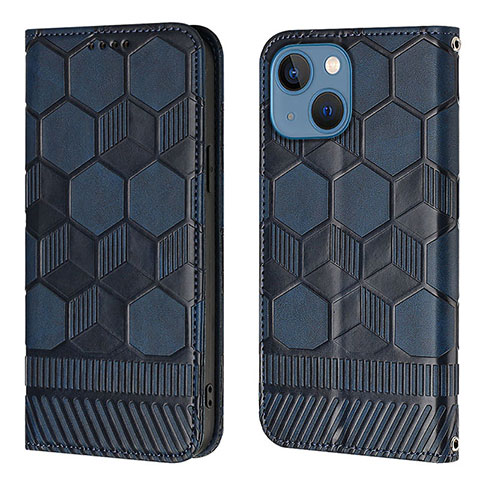 Coque Portefeuille Livre Cuir Etui Clapet Y04B pour Apple iPhone 14 Bleu