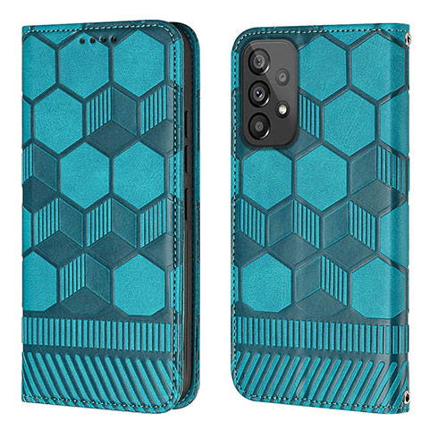 Coque Portefeuille Livre Cuir Etui Clapet Y04B pour Samsung Galaxy A73 5G Cyan