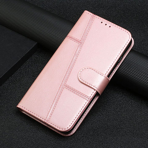 Coque Portefeuille Livre Cuir Etui Clapet Y04X pour Motorola Moto E32 India Or Rose