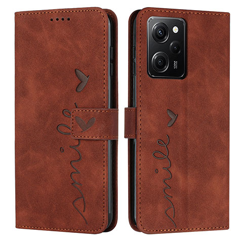 Coque Portefeuille Livre Cuir Etui Clapet Y04X pour Xiaomi Redmi Note 12 Pro Speed 5G Marron