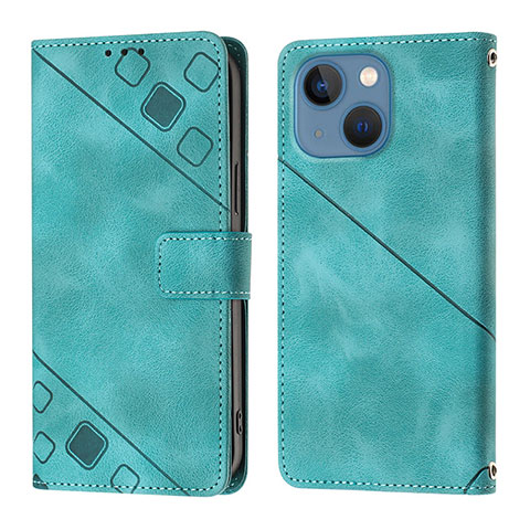 Coque Portefeuille Livre Cuir Etui Clapet Y05B pour Apple iPhone 14 Cyan