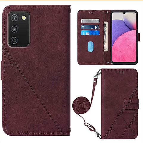 Coque Portefeuille Livre Cuir Etui Clapet Y07B pour Samsung Galaxy F02S SM-E025F Vin Rouge