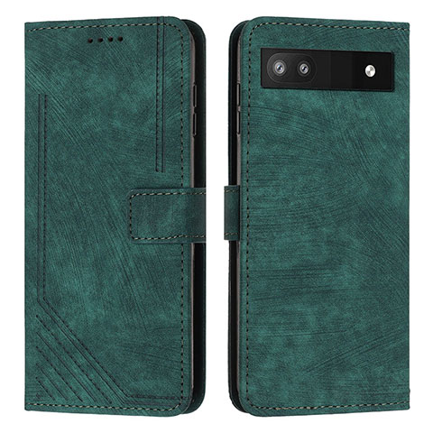 Coque Portefeuille Livre Cuir Etui Clapet Y07X pour Google Pixel 6a 5G Vert