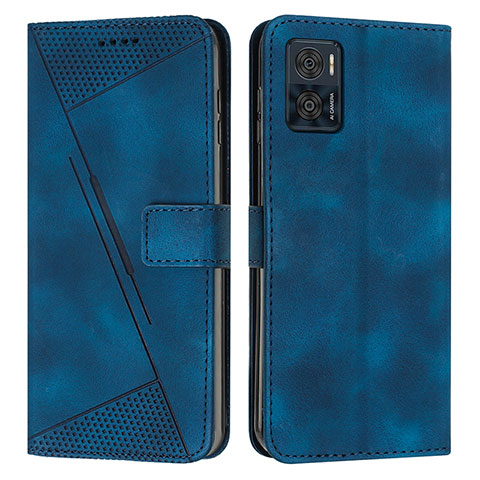 Coque Portefeuille Livre Cuir Etui Clapet Y07X pour Motorola Moto E22 Bleu