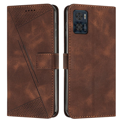 Coque Portefeuille Livre Cuir Etui Clapet Y07X pour Motorola Moto E22 Marron