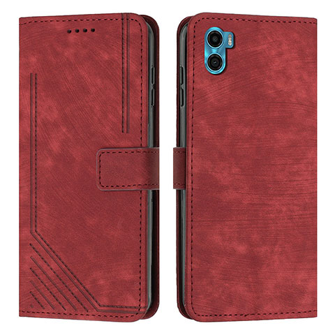 Coque Portefeuille Livre Cuir Etui Clapet Y07X pour Motorola Moto E22S Rouge